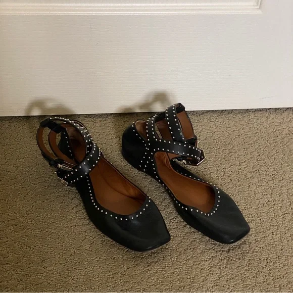 Givenchy Black Flats with Silver Studs - Picture 2 of 7